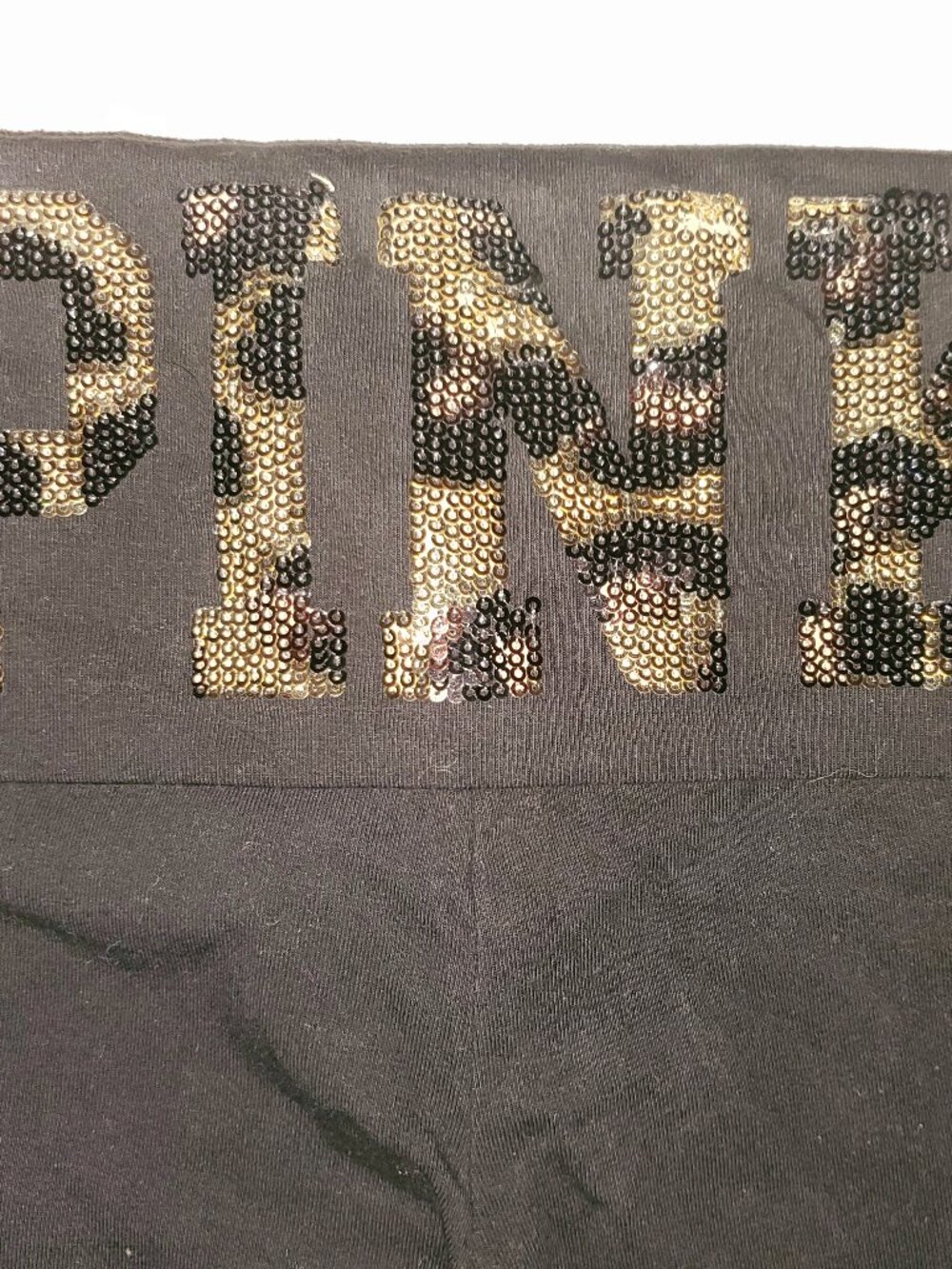 Y2K VICTORIA'S SECRET PINK LEOPARD SEQUINS FOLDOVER WAIST LEGGINGS NWT L